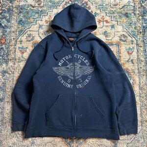 Harley Davidson Skull Biker Girl Zip-up Hoodie Large